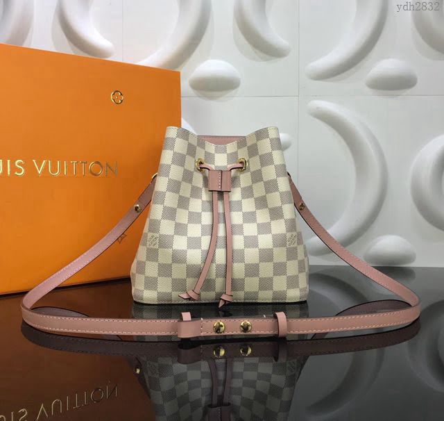 LV女包 M52853白格粉包 NéONOé BB手袋 頂級原單 路易威登水桶包 LV斜挎女包  ydh2832