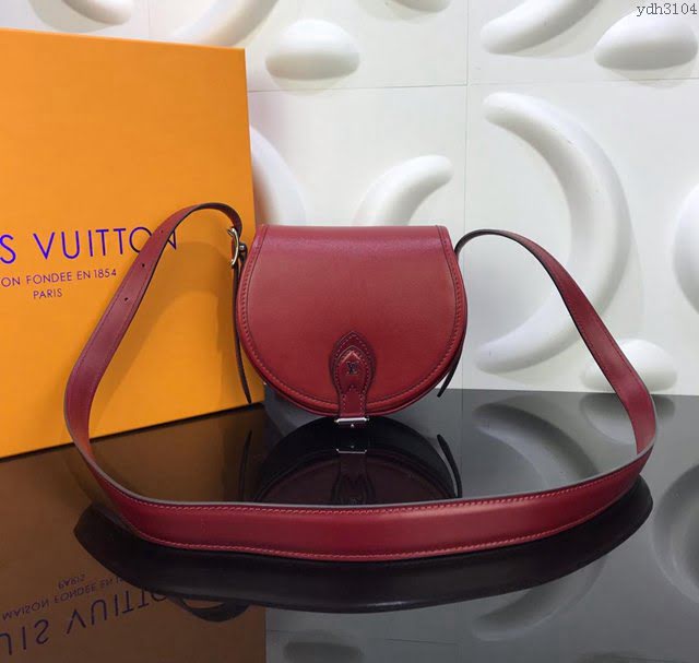 LV女包 M55506 路易威登酒紅色牛皮TAMBOURIN 手袋 LV斜挎小包 LV單肩女包  ydh3104