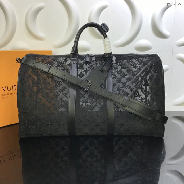 路易威登LV旅行包 M53971 Keepall Bandoulière旅行袋 超輕透視網格 lv新款男士手提旅行袋  ydh3786