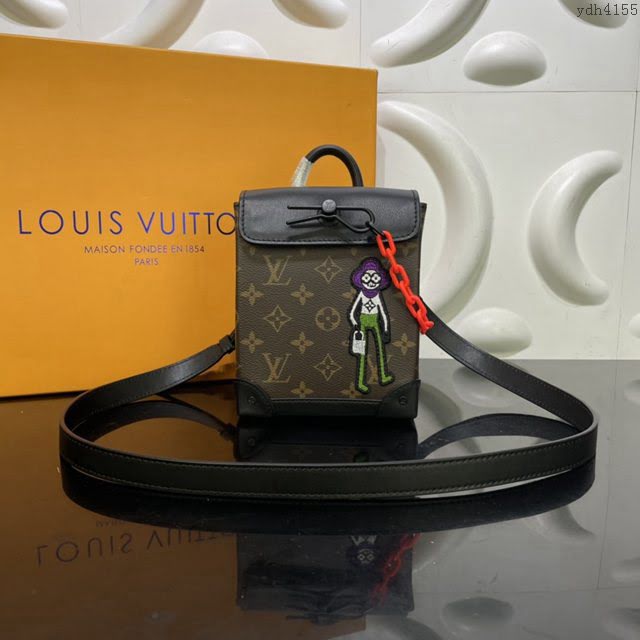 LOUIS VUITTON專櫃新款包包 路易威登Steamer Nano男士手袋 LV卡通刺繡老花郵差包 M80327  ydh4155