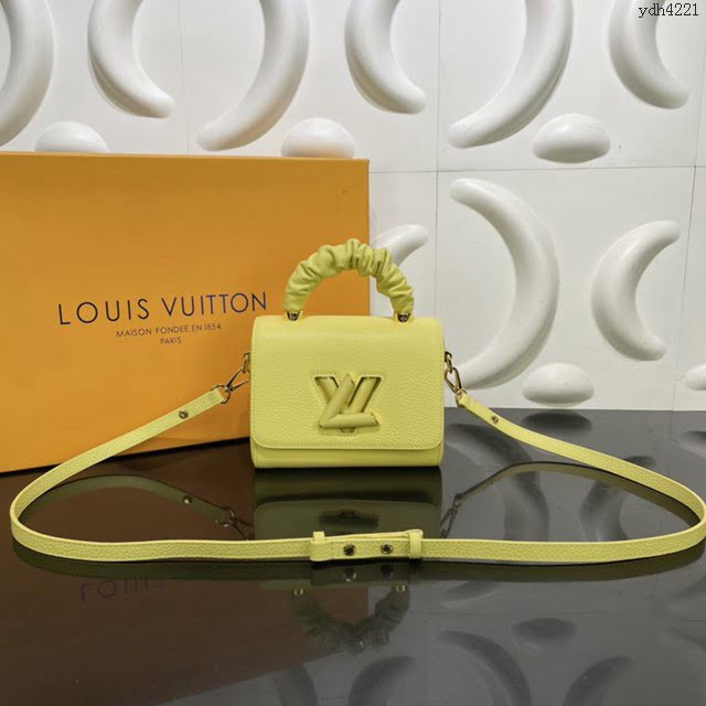 Louis Vuitton新款女包 M58571 路易威登Twist中号手袋 Taurillon皮革 小牛皮抽褶手柄 LV手提女包单肩斜挎包  ydh4221