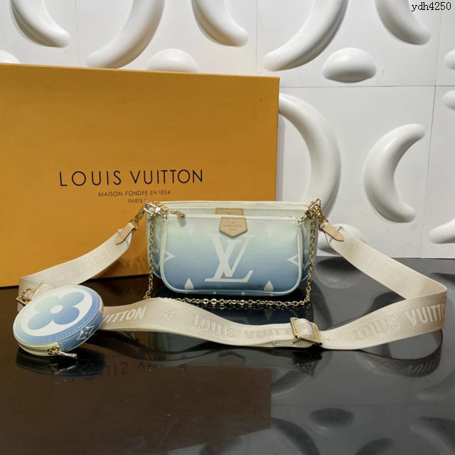 LV專櫃新款女包 路易威登Multi Pochette Accessoires手袋 M57633 LV漸變色三件套手袋  ydh4250