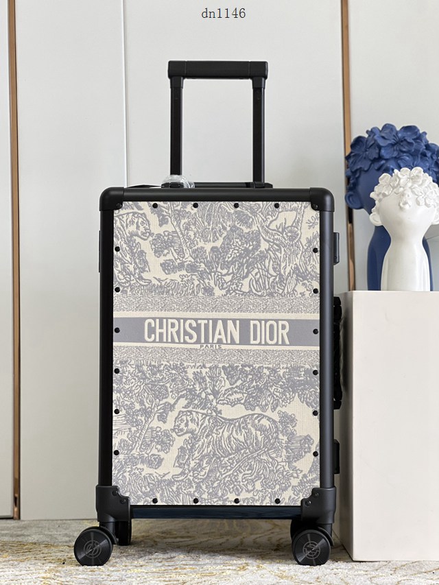 Dior專櫃2023新款oblique復古印花圖案配鋁框CD拉杆箱 A26 迪奧Christian行李箱/拉杆箱 dn1146