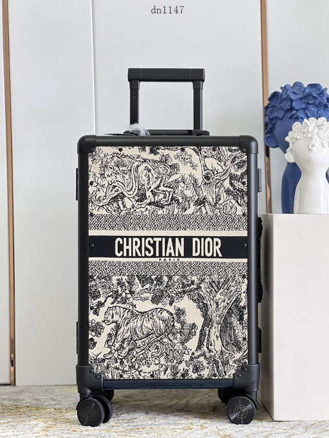 Dior專櫃2023新款oblique復古印花圖案配鋁框CD拉杆箱 A25 迪奧Christian行李箱/拉杆箱 dn1147