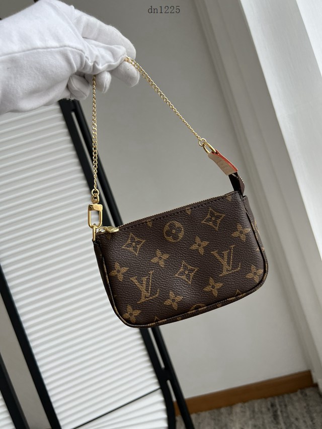 LV專櫃經典款特級全鋼法國原廠皮Mini Pochette Accessories小手袋 M58009 路易威登老花小號麻將包 dn1225