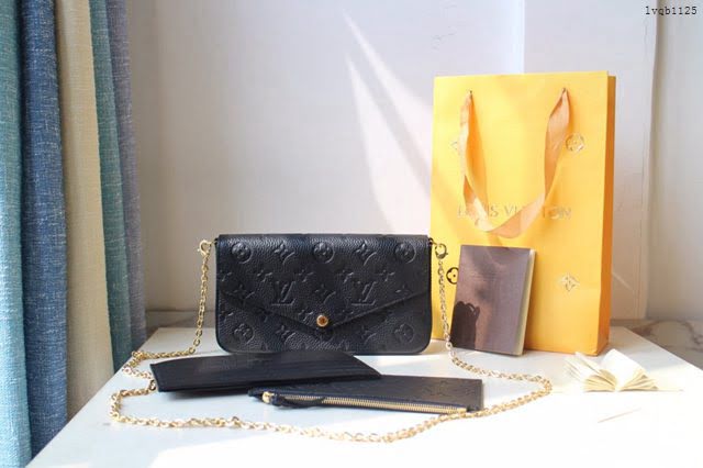 lv女包 POCHETTE FELICIE手袋 M64065 lv鏈條小斜挎包  lvqb1125