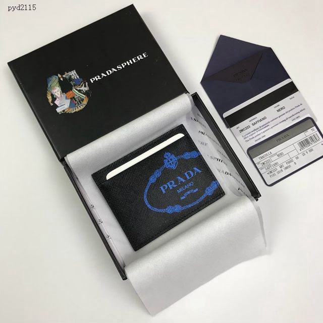 prada錢包 普拉達專櫃最新十字紋牛皮卡夾 2MC223 PRADA男士卡片夾  pyd2115