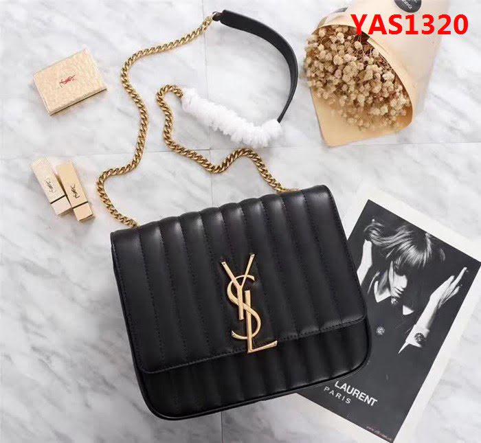 YSL聖羅蘭 新款 LARGE VICKY BAG 黑色小牛皮鏈條斜挎包 532595-1 YAS1320