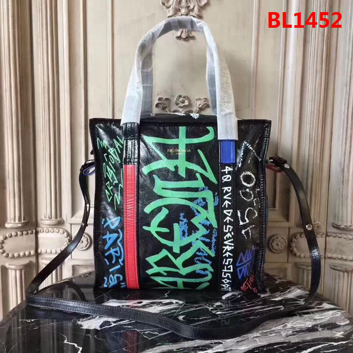 BALENCIAG巴黎世家 BALENCIAGA BAZAR SHOPPER S碼 彩色塗鴉手提袋  BL1452