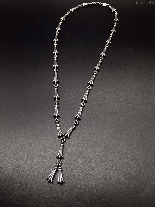chrome hearts銀飾 925純銀 純手工製作染黑拋光 克羅心鳳尾項鏈  gjc1545