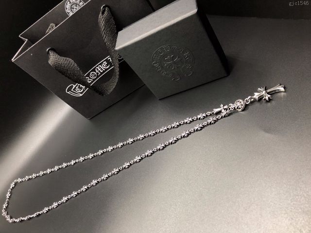 chrome hearts銀飾 925純銀 純手工製作染黑拋光 克羅心天使單環項鏈  gjc1546