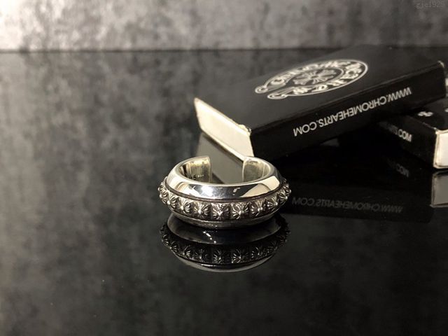 chrome hearts銀飾 克羅心精緻開口十字戒指 純手工 熏黑做舊 克羅心925純銀戒指  gjc1925