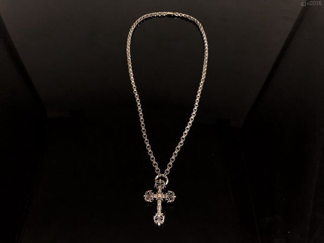 chrome hearts銀飾 克羅心粗環固定十字花項鏈 克羅心純銀項鏈 克羅心首飾品  gjc2016