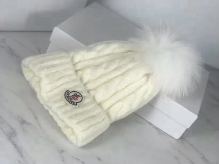 MONCIER蒙口 2018秋冬專櫃款 毛線搭配兔毛毛球針織帽 LLWJ6310