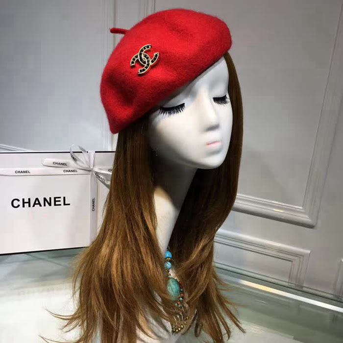 CHANEL香奈兒 跑量款 羊絨貝蕾帽 鑽雙C畫家帽 LLWJ7010