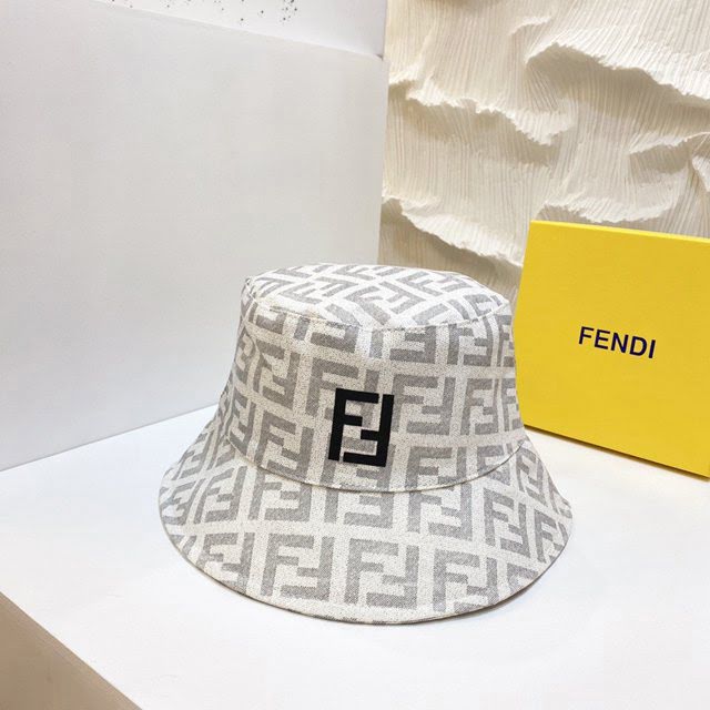 Fendi男女同款帽子 芬迪2021新款簡約印花漁夫帽遮陽帽  mm1203
