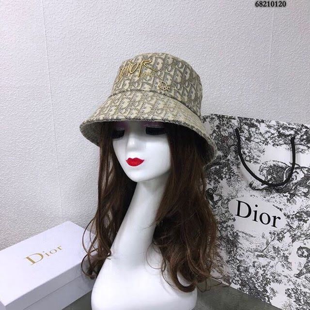 Dior新品女士帽子 迪奧老花漁夫帽遮陽帽  mm1444