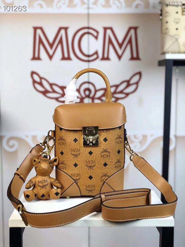 MCM女包 原單品質 18款新款 經典印花復古小方盒 MCM手提包 單肩斜挎女包 MCM腰包  mdmc1233