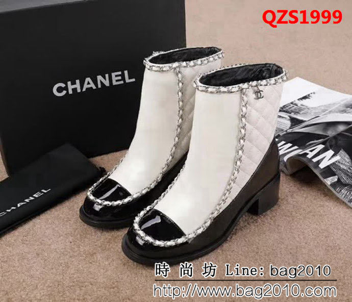 CHANEL香奈兒 2018新款 摔紋小牛皮+小牛漆皮 時尚秋冬短靴 QZS1999