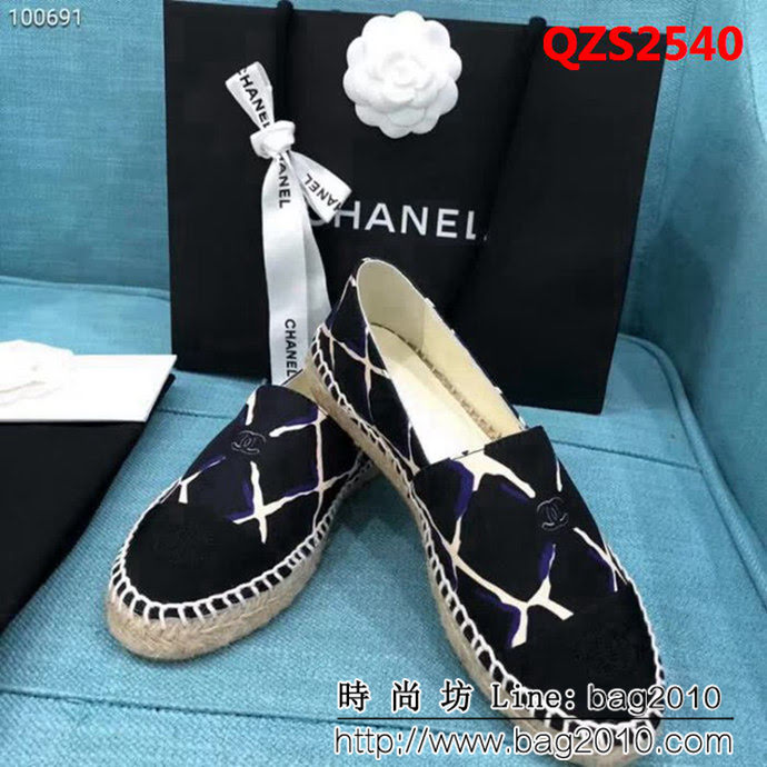 CHANEL香奈兒 2018秋冬爆款 絲印印花 經典漁夫鞋 QZS2540