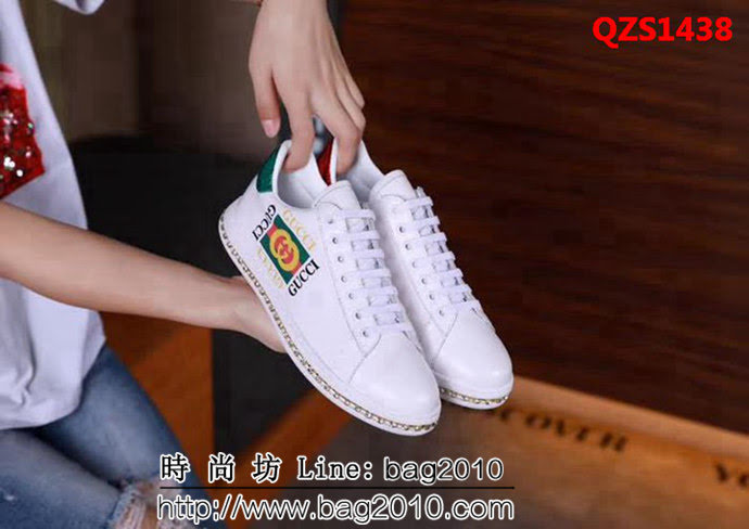 GUCCI古馳 新一季爆單款 頂級版本 3D印花 舒適時尚潮流 女士小白鞋水鑽  QZS1438