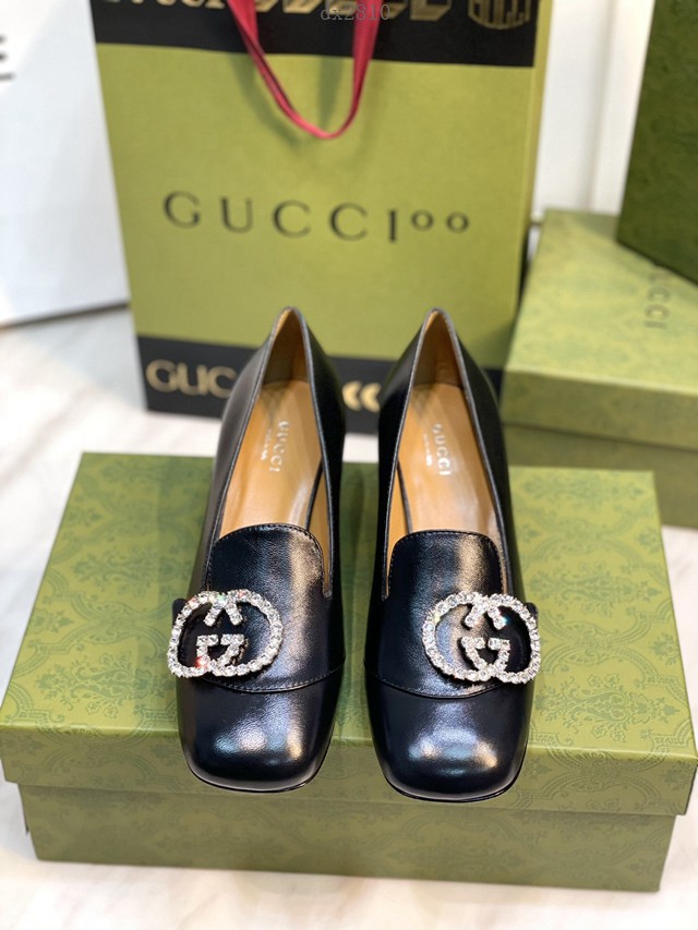 gucci頂級版本女士單鞋 古馳2022春季最新款羊油小皺羊皮平底皮鞋 dx2810