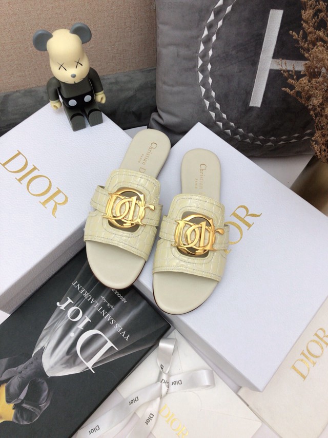 Dior迪奧2021春夏新款果凍色女鞋 CD字母logo五金扣平底鏤空人字拖夾趾涼鞋 dx2855