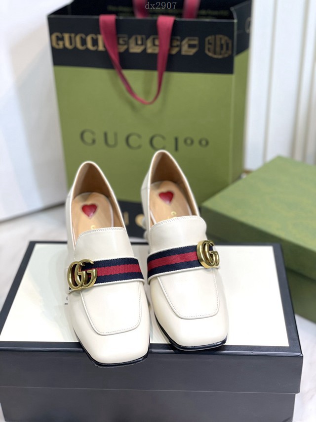 gucci古馳2022新色全新升級版本原版胎小牛皮女鞋單皮鞋 dx2907