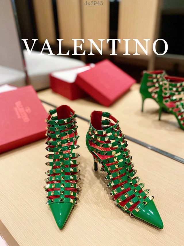 Valentino專櫃原版華倫天奴春夏新款經典五金裝飾女士高跟涼鞋 dx2945