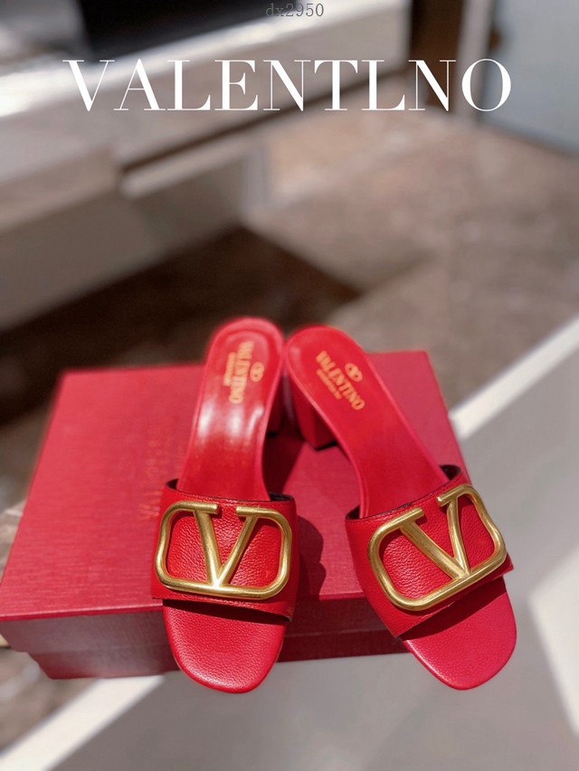 Valentino專櫃原版華倫天奴春夏新款女士拖鞋高跟涼拖鞋 dx2950