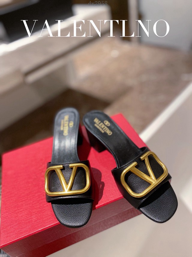 Valentino專櫃原版華倫天奴春夏新款女士拖鞋高跟涼拖鞋 dx2958