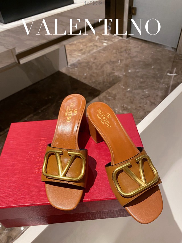 Valentino專櫃原版華倫天奴春夏新款女士拖鞋高跟涼拖鞋 dx2959