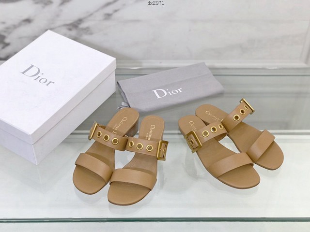 Dior專櫃款女士拖鞋 迪奧春夏新款D扣涼拖鞋 dx2971