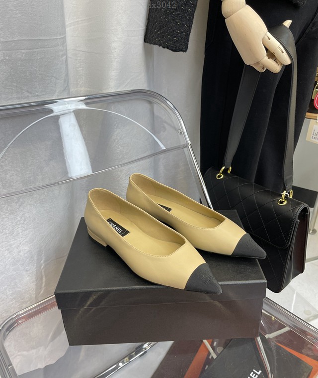 Chanel香奈兒2022春款系列女士單鞋平底鞋尖頭單皮鞋 dx3042