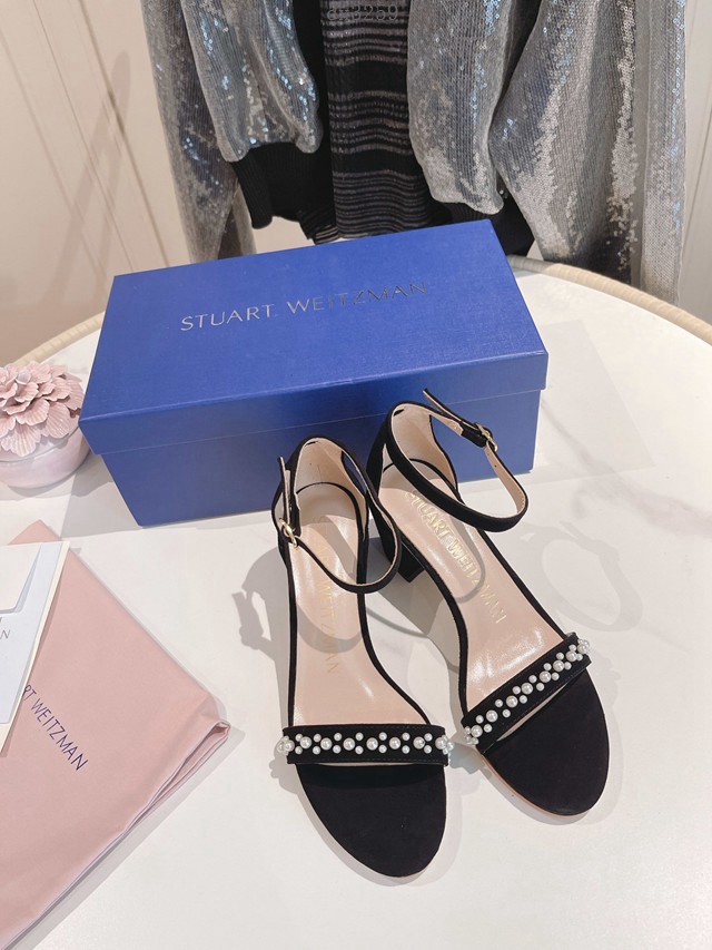 STUART WEITZMAN經典款高跟涼鞋 一字帶珍珠涼鞋 dx3259