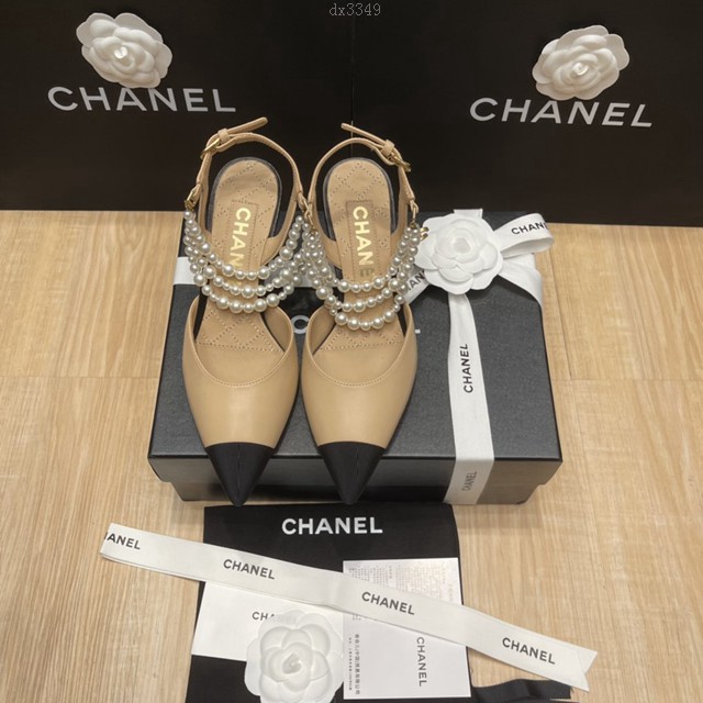 chanel2022最新爆款珍珠涼鞋 香奈兒尖頭平跟涼鞋 dx3349