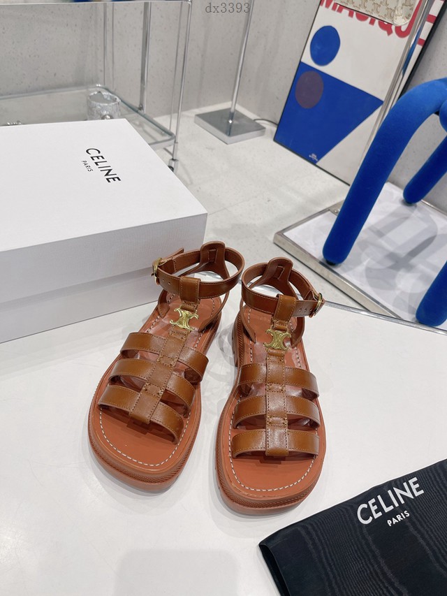 Celine專櫃女鞋 賽琳新款復古凱旋門羅馬厚底涼鞋 dx3393