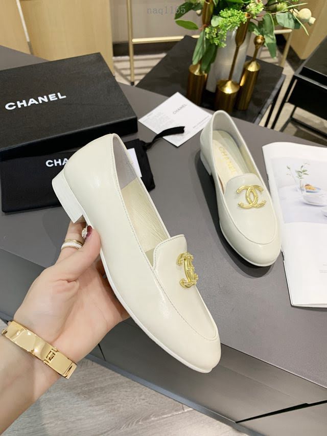 Chanel女鞋 香奈兒高版本2020早春新款單鞋 Chanel羊皮平跟女皮鞋  naq1165