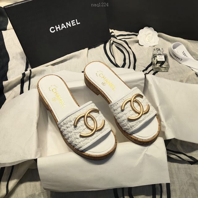 Chanel女鞋 香奈兒2020ss春夏新品 小香蜜兒一字logo拖鞋  naq1224