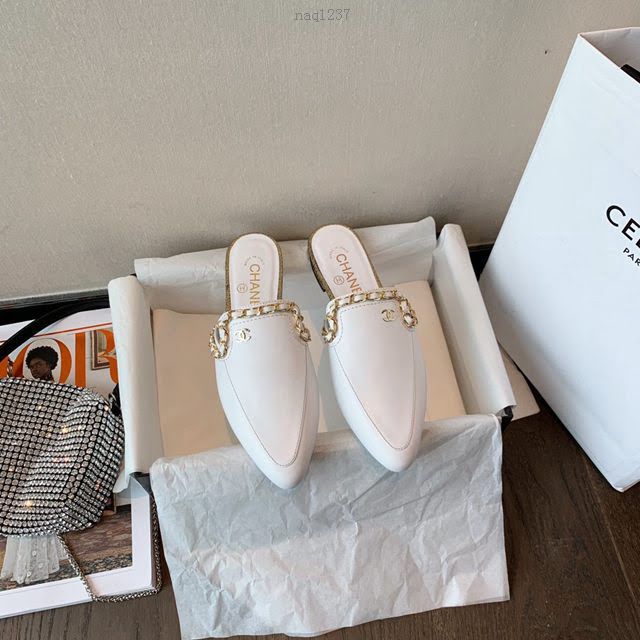 Chanel女鞋 香奈兒2020早春夏最新半拖系列 經典時尚女皮拖鞋  naq1237