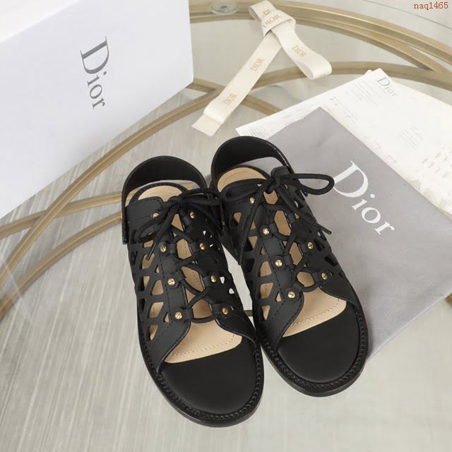 DIOR女鞋 迪奧2021專櫃新款網狀鏤空拖鞋 Dior綁帶涼鞋  naq1465