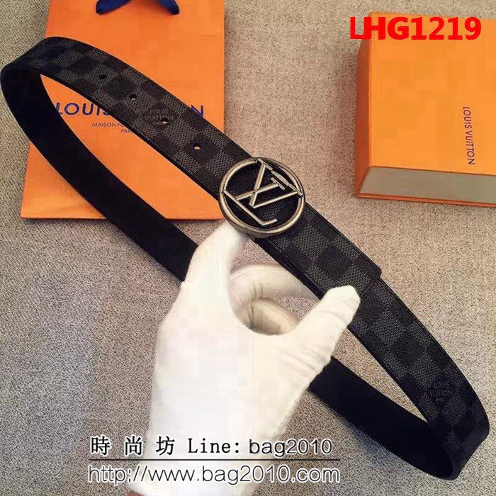 路易威登LV Monogram帆布 圓形LV logo 男士皮帶 LHG1219