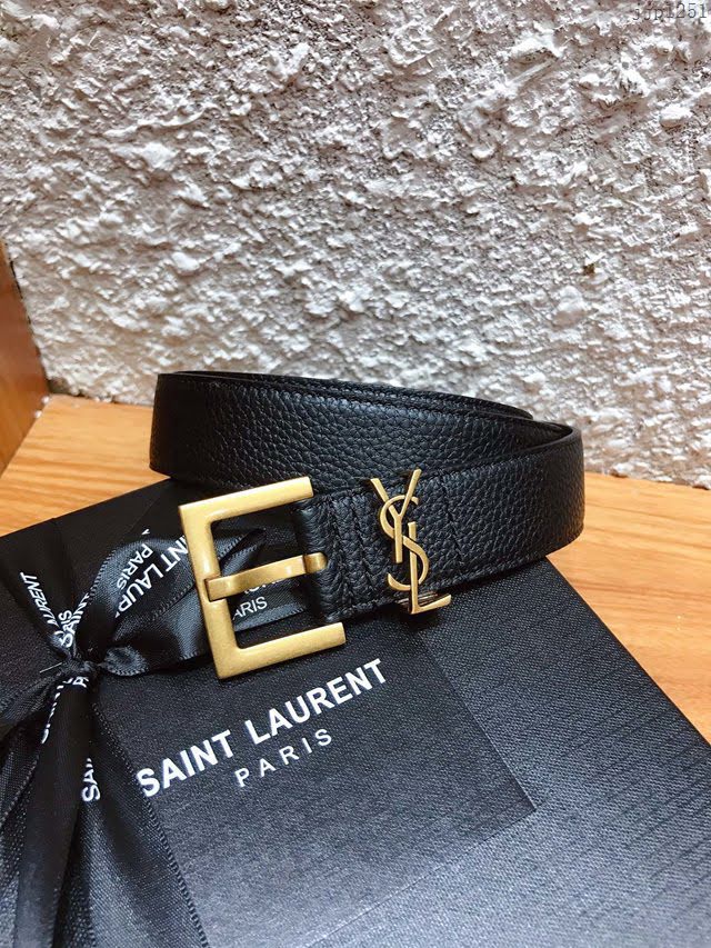 Saint Laurent女士皮帶 聖羅蘭2020新款YSL古金原版開模金扣腰帶  jjp1251