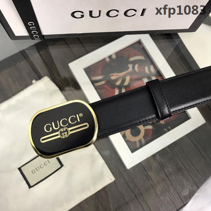 GUCCI古馳 官網新款 正品規格 原單品質  休閒商務 橢圓磨膠板扣 小牛皮男士皮帶  xfp1083