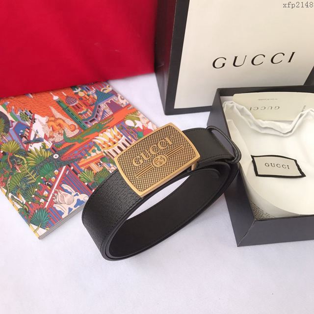 Gucci皮帶 古馳爆款荔枝紋牛皮 Gucci真皮腰帶 男女同款  xfp2148