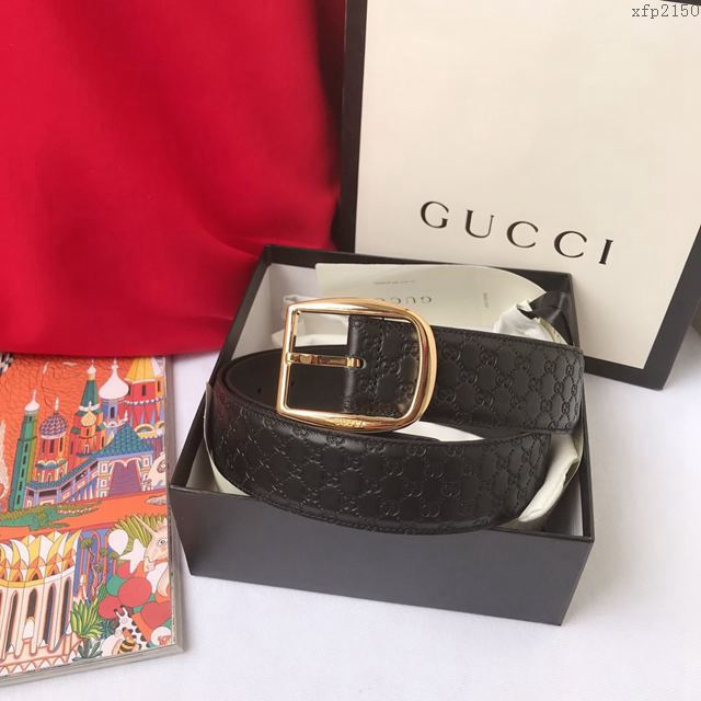 Gucci皮帶 古馳GG原廠經典版紋 Gucci牛皮腰帶 男女同款  xfp2150