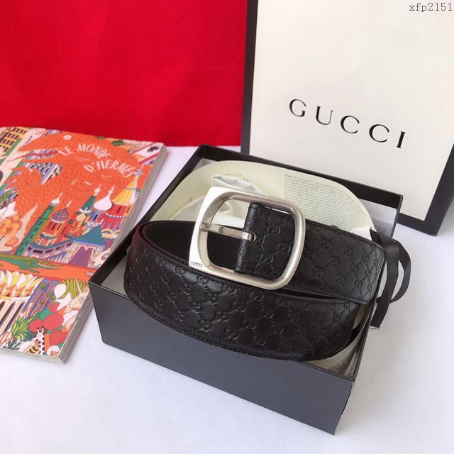 Gucci皮帶 古馳GG原廠經典版紋 Gucci牛皮腰帶 男女同款  xfp2151