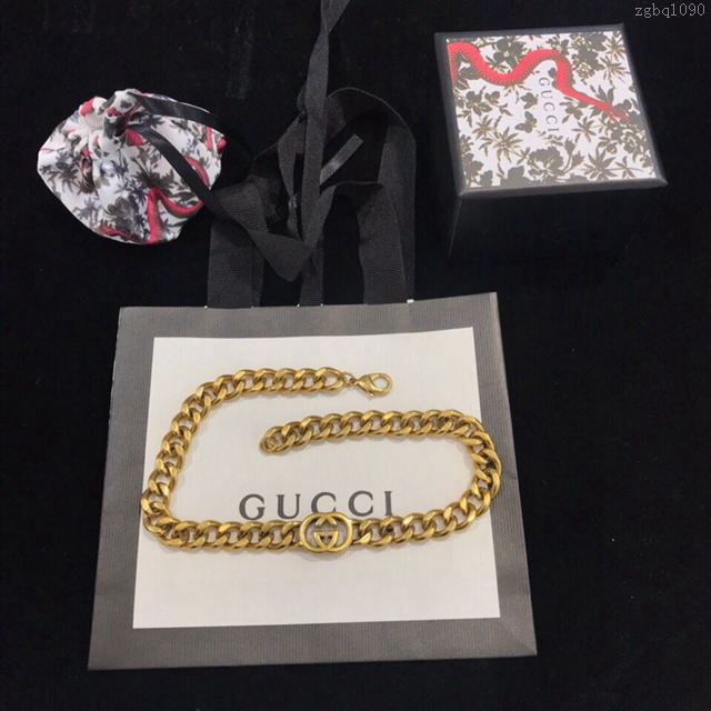 GUCCi飾品 古馳復古頸鏈 Gucci新款雙G項鏈  zgbq1090