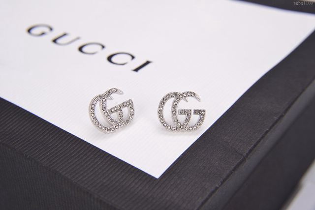 GUCCi飾品 古馳施華洛世奇水晶耳釘 925純銀針 Gucci耳飾耳環  zgbq1103