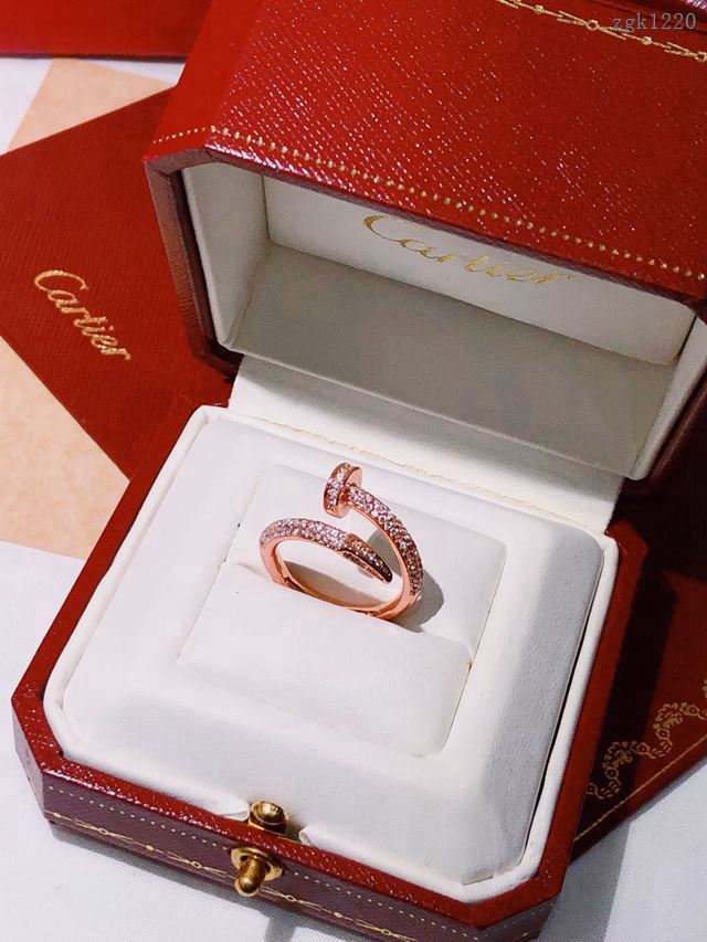 Cartier飾品 卡地亞專櫃複刻釘子造型戒指 微鑲滿鑽925純銀女戒指  zgk1220